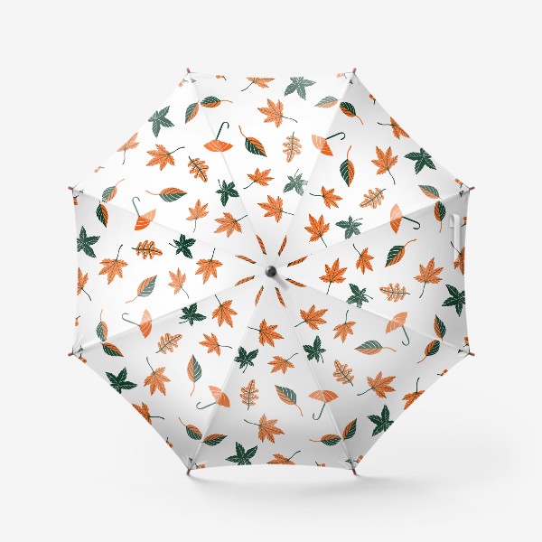 Зонт «Осенний паттерн с листьями, зонтиком»