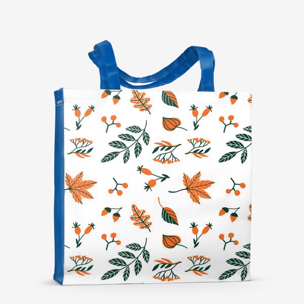 Сумка-шоппер «Осенний паттерн с листьями, элементами»