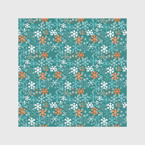 Скатерть «Снегопад - снежинки оранжево-голубые»