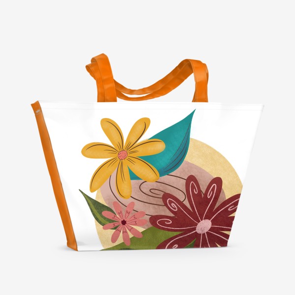 Пляжная сумка &laquo;Разноцветные цветы на камне&raquo;