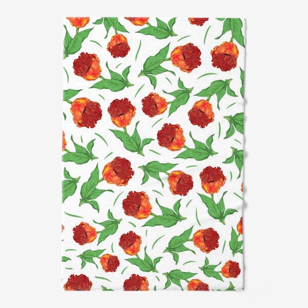 Полотенце «Красные тюльпаны на белом фоне»