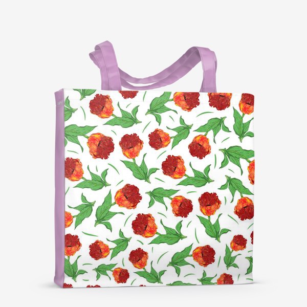 Сумка-шоппер «Красные тюльпаны на белом фоне»