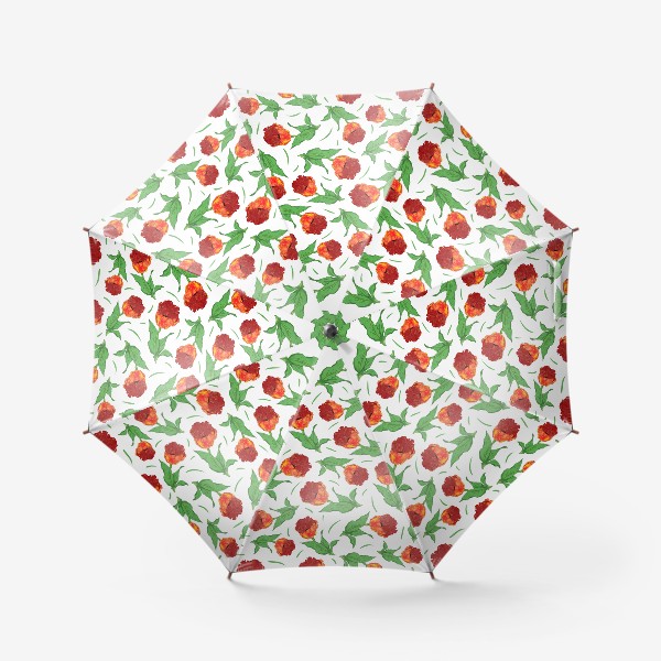 Зонт «Красные тюльпаны на белом фоне»