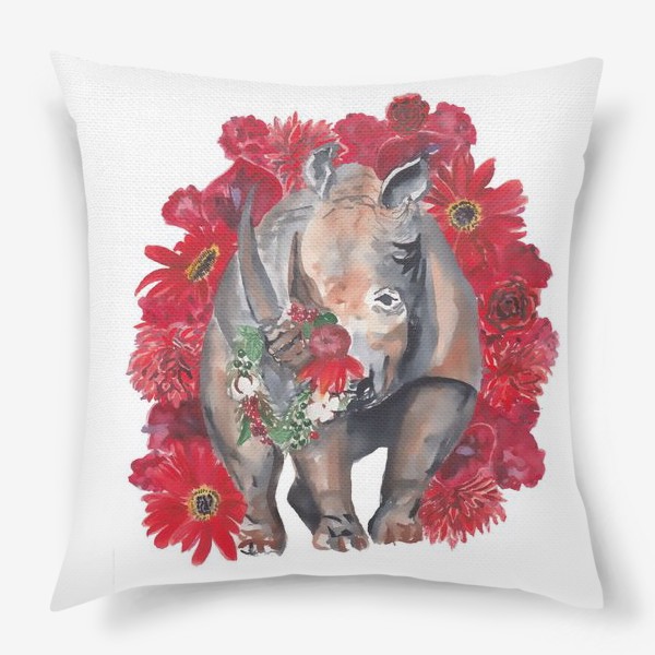 Подушка «Носорог в цветах»