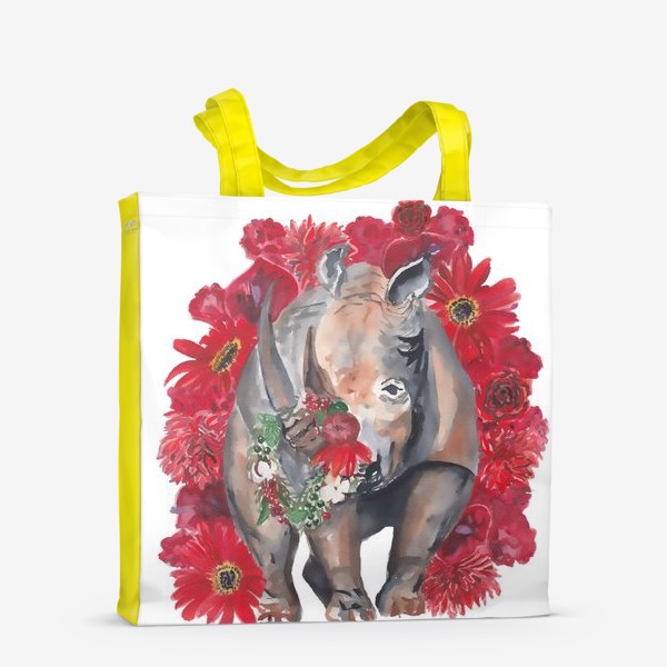 Сумка-шоппер «Носорог в цветах»