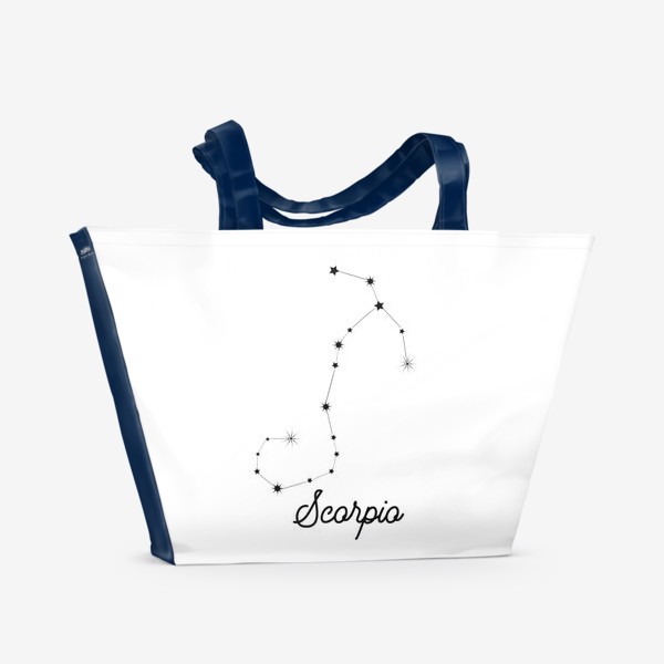 Пляжная сумка «Скорпион. Знак зодиака, созвездие, минимализм»