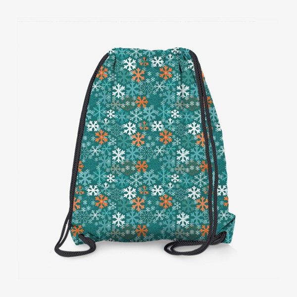 Рюкзак «Снегопад - снежинки оранжево-голубые»