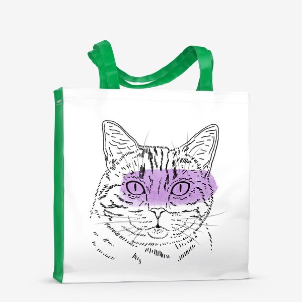 Сумка-шоппер «Акварельная кошка. Сиреневая акварель»