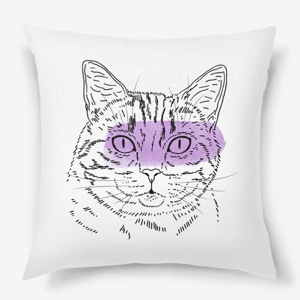 Подушка «Акварельная кошка. Сиреневая акварель»