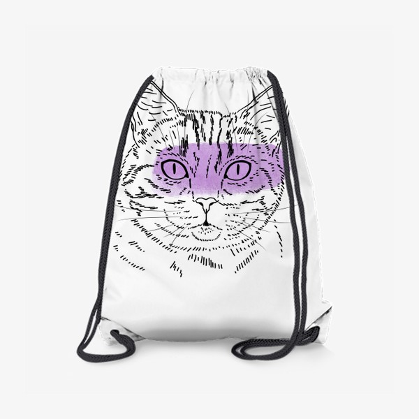 Рюкзак «Акварельная кошка. Сиреневая акварель»