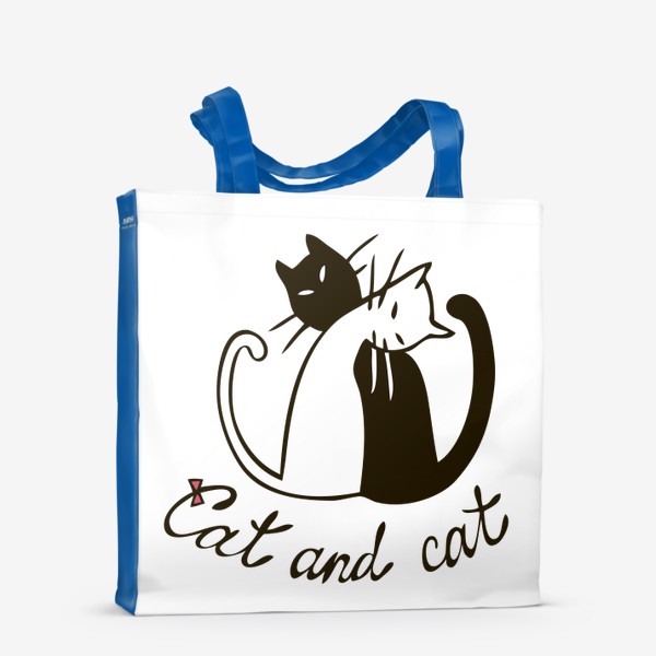Сумка-шоппер «черный кот и белая кошка иллюстрация»