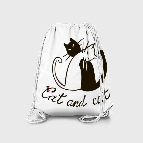 Рюкзак «черный кот и белая кошка иллюстрация»