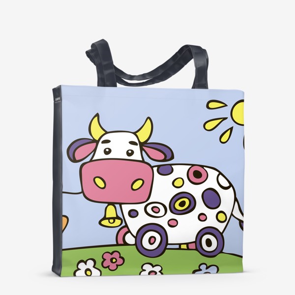 Сумка-шоппер «пастух и корова иллюстрация стилизованная»