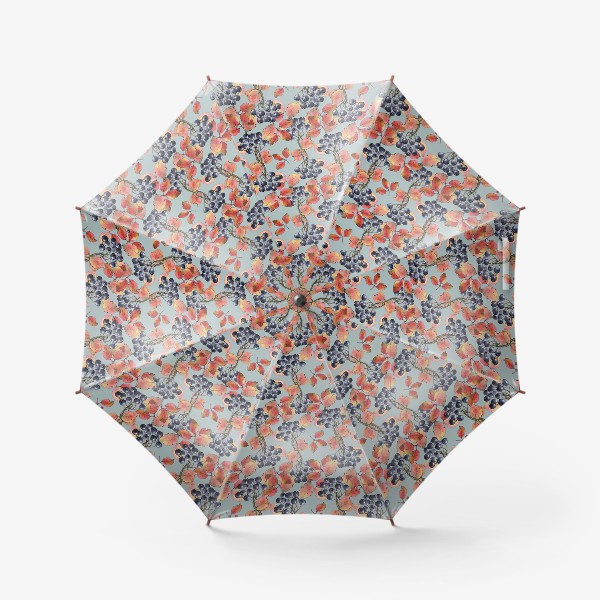 Зонт «Паттерн. Черноплодная рябина. Ретро-стиль 70-х.»
