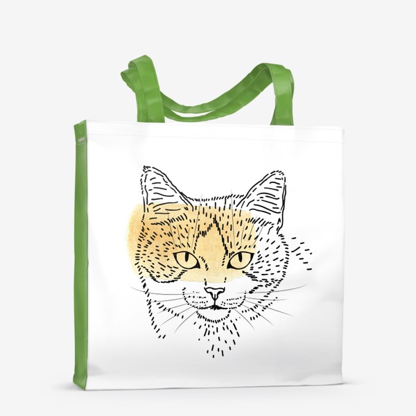 Сумка-шоппер «Акварельная кошка. Бежевая акварель»
