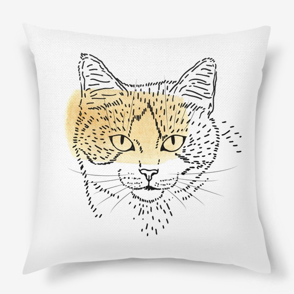 Подушка «Акварельная кошка. Бежевая акварель»