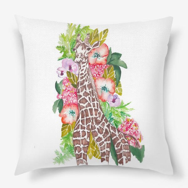 Подушка «Жираф в цветах»