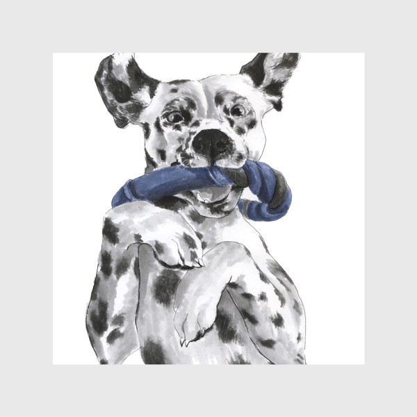 Скатерть &laquo;Портрет собаки породы далматинец с игрушкой&raquo;
