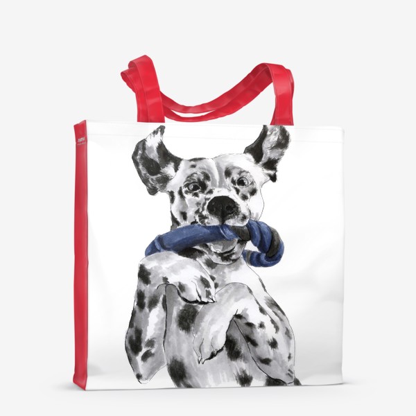 Сумка-шоппер «Портрет собаки породы далматинец с игрушкой»