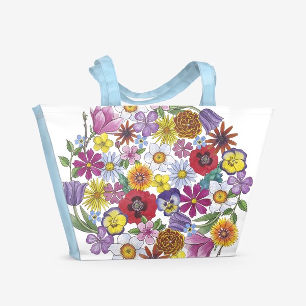 Пляжная сумка «Цветы. Круг. Лето»
