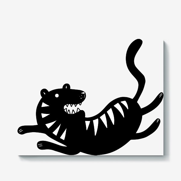 Холст &laquo;Тигр. Новый год 2022. Амурский тигр. Минималистичный дизайн. Стильный черно-белый принт. Для мальчиков и мужчин. Полоски&raquo;