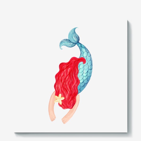Холст «Красавица красноволосая русалка»