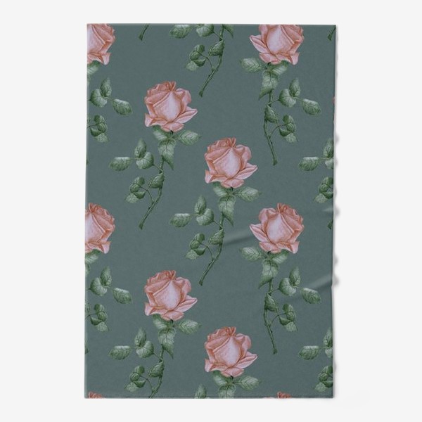 Полотенце «Розовые розы на зеленом фоне»