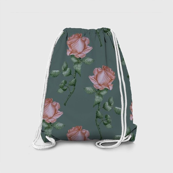 Рюкзак «Розовые розы на зеленом фоне»