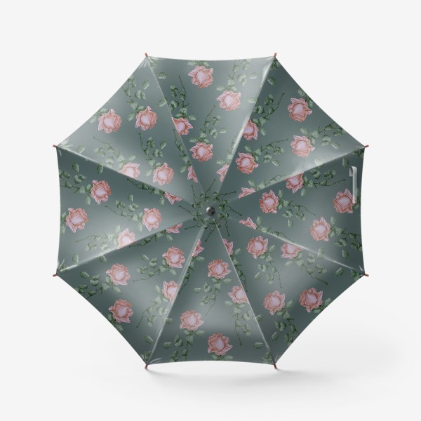 Зонт «Розовые розы на зеленом фоне»