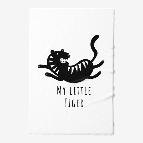 Полотенце «Милый тигр. Тигренок. Новый год тигра 2022. Минималистичный дизайн для ребенка, для мальчика. Маленький тигр. Полоски»