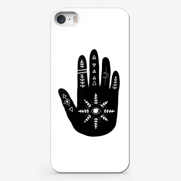 Чехол iPhone «Magic hand, хиромантия, фазы луны, рука, магия, минимализм, растения»