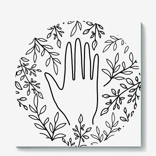 Холст «Magic hand, рука, магия, минимализм, линии, растения»