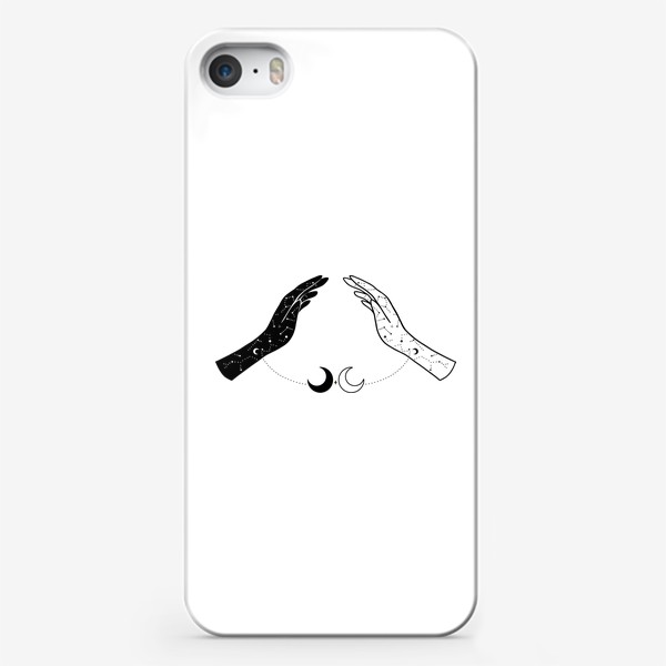 Чехол iPhone «Magic hand,фазы луны, созвездие, звезды, руки лайн, минимализм, магия, бохо»