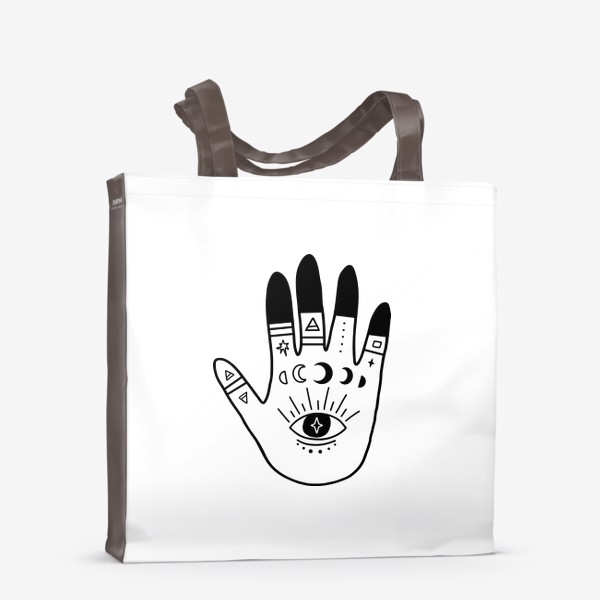 Сумка-шоппер «Magic hand, хиромантия, фазы луны, рука, магия, минимализм»