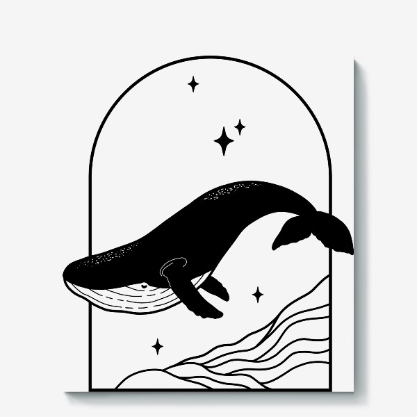 Холст &laquo;Кит, космический кит, минимализм&raquo;