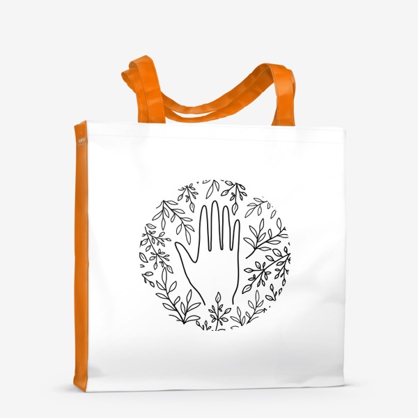 Сумка-шоппер «Magic hand, рука, магия, минимализм, линии, растения»