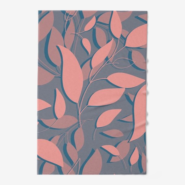 Полотенце «Розовые листья на коричнево-сером»