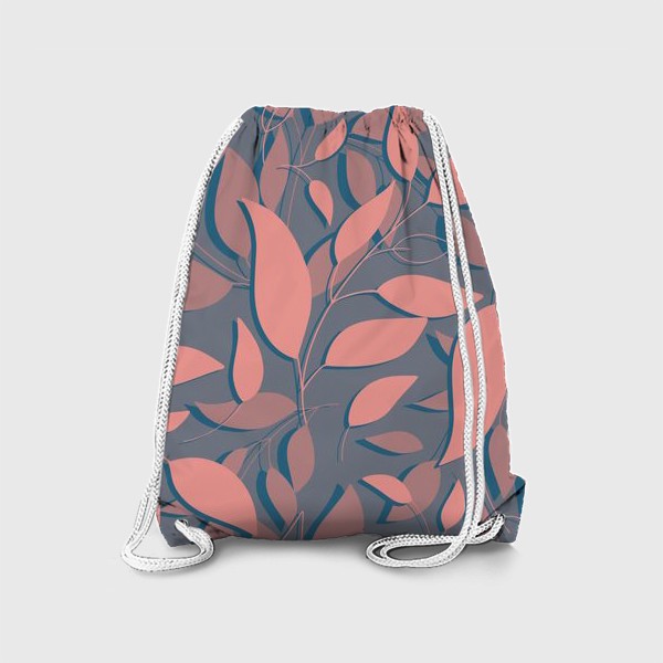 Рюкзак «Розовые листья на коричнево-сером»