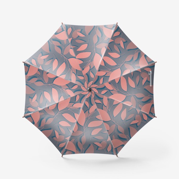 Зонт &laquo;Розовые листья на коричнево-сером&raquo;
