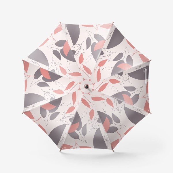 Зонт «Розовые и серые веточки на нежно розовом фоне»