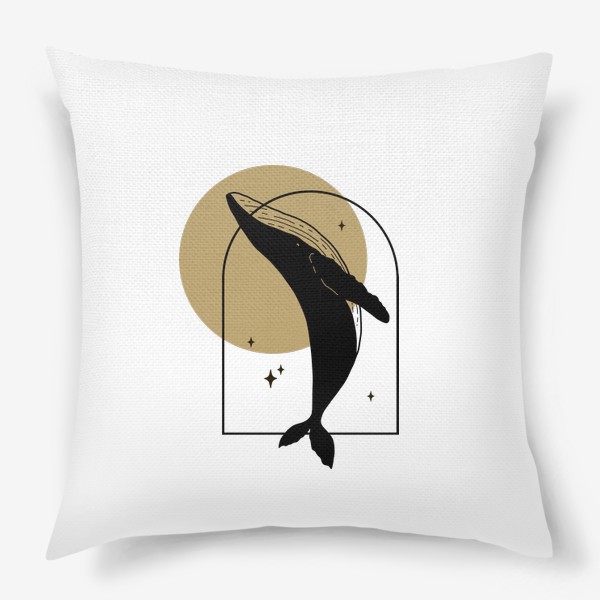 Подушка «Кит, космический кит, минимализм, фазы луны, луна, бохо»