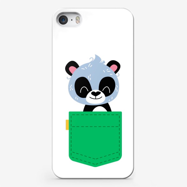 Чехол iPhone «Карман зеленый с милой пандой»