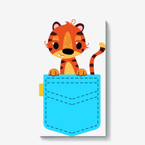 Холст «Нрлубой карман с тигром»