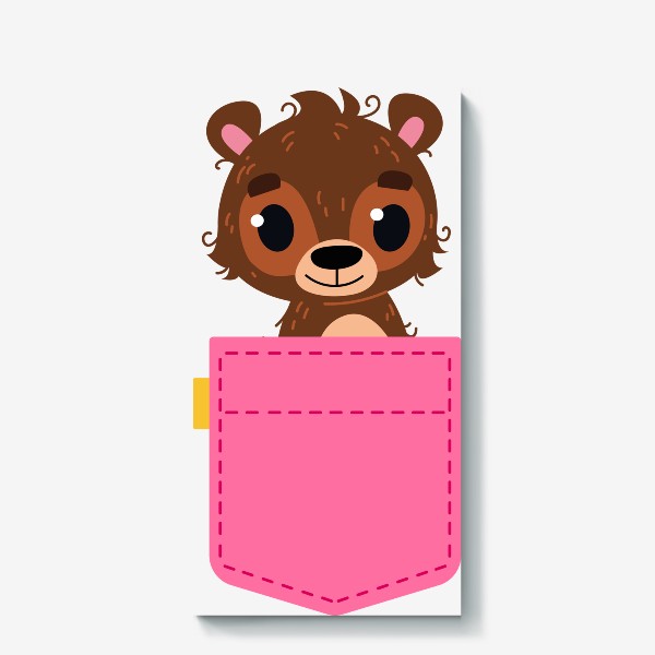 Холст «Розовый карман с бурым мишкой»