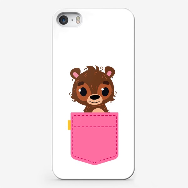 Чехол iPhone «Розовый карман с бурым мишкой»