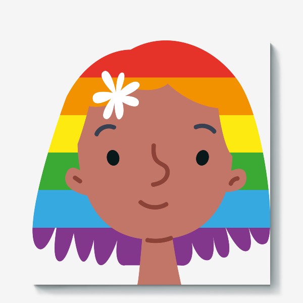 Холст «Девушка с волосами цвета радуги»