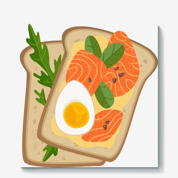 Холст «Бутерброд с семгой и яйцом»
