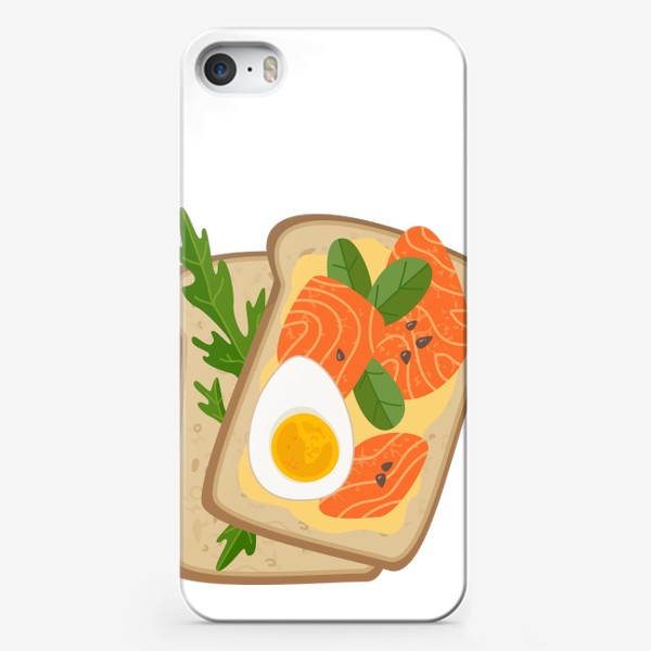 Чехол iPhone «Бутерброд с семгой и яйцом»