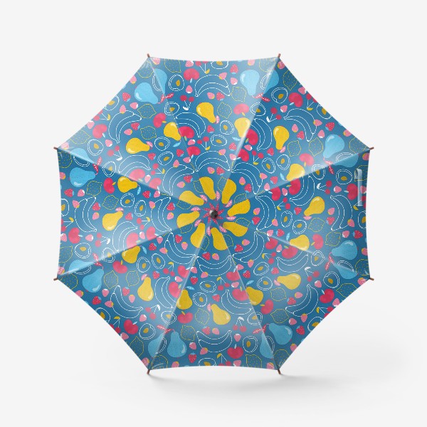 Зонт «Сочные фрукты на синем»