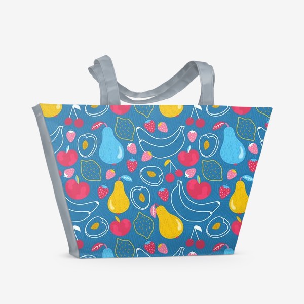 Пляжная сумка &laquo;Сочные фрукты на синем&raquo;
